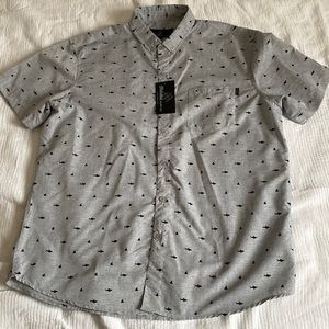 Molokai Surf co. mens cotton mix gray short sleeved button down shirt size XL
